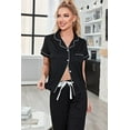 thumbnail image 2 of Contrast Piping Short Sleeve Top and Pants Pajama Set, 2 of 3