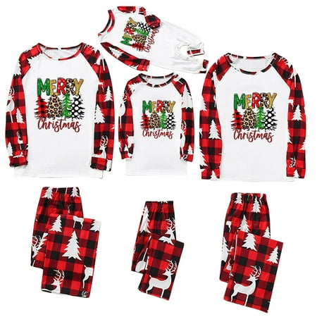 

Penkiiy Christmas Pajamas for Family Matching Pjs Set Red Plaid Reindeer Holiday Xmas Pajamas for Women Men Kids Red 18-24 Months