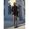 thumbnail image 4 of Simple Pit Stripe Thread Knit Short Dress Female Fashion Medium Length Solid Color High Neck Warm Loose Sweater For Women, 4 of 6