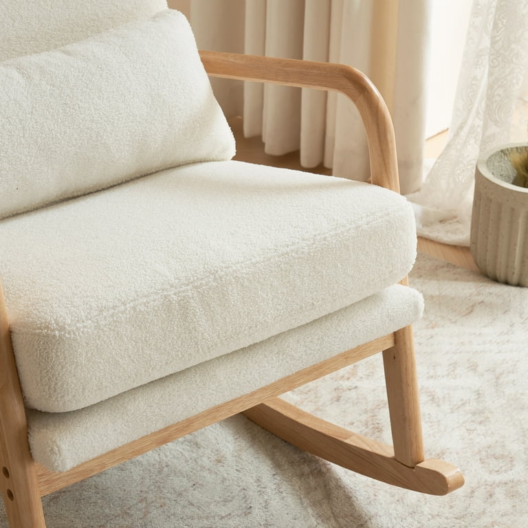 MISC 2pc Golden Cream Pad Rocker Chair Cushion Set Only for Rocking Chair  Tufted Back Seat Cover Firm Plush Comfortable Thick Country Nursery Cozy