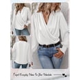 thumbnail image 6 of Hibeli Women Satin Silky Draped Wrap V Neck Ruched Puff Long Sleeve Top, 6 of 6