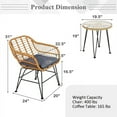 thumbnail image 6 of Aimee Lii 3 Pieces Rattan Furniture Set with Cushioned Chair Table, Outdoor Patio Furniture, Gray, 6 of 8