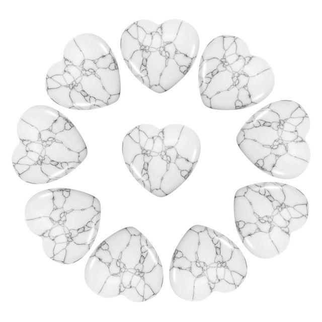 Uxcell 10Pcs Piedras de Cristal en Forma de Corazón Natural, 0.8" Gema de Amor Pulida, Rocas de Bolsillo Grabadas para Mujeres Regalo de San Valentín Meditación 0.2" de Grosor, Howlite Blanca