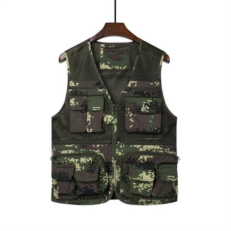 Men s Camouflage Cargo Vest V Neck Zipper Multi Pockets Sleeveless Breathable Jacket Fishing Hiking Travel Photo Outdoor Vest Walmart