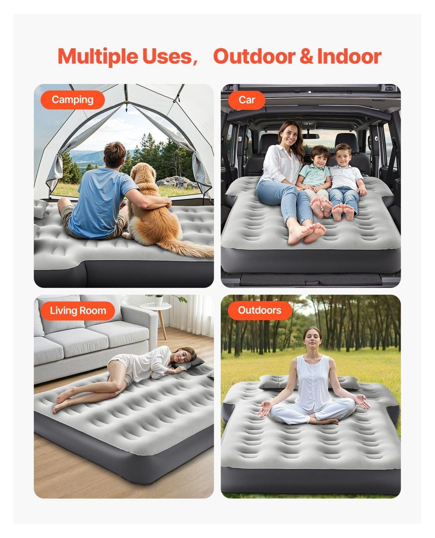Car Air Mattress, Inflatable Camping Bed with Pump for Travel, SUV/Trunk Sleeping Pad - Toyota 4Runner, Jeep Wrangler