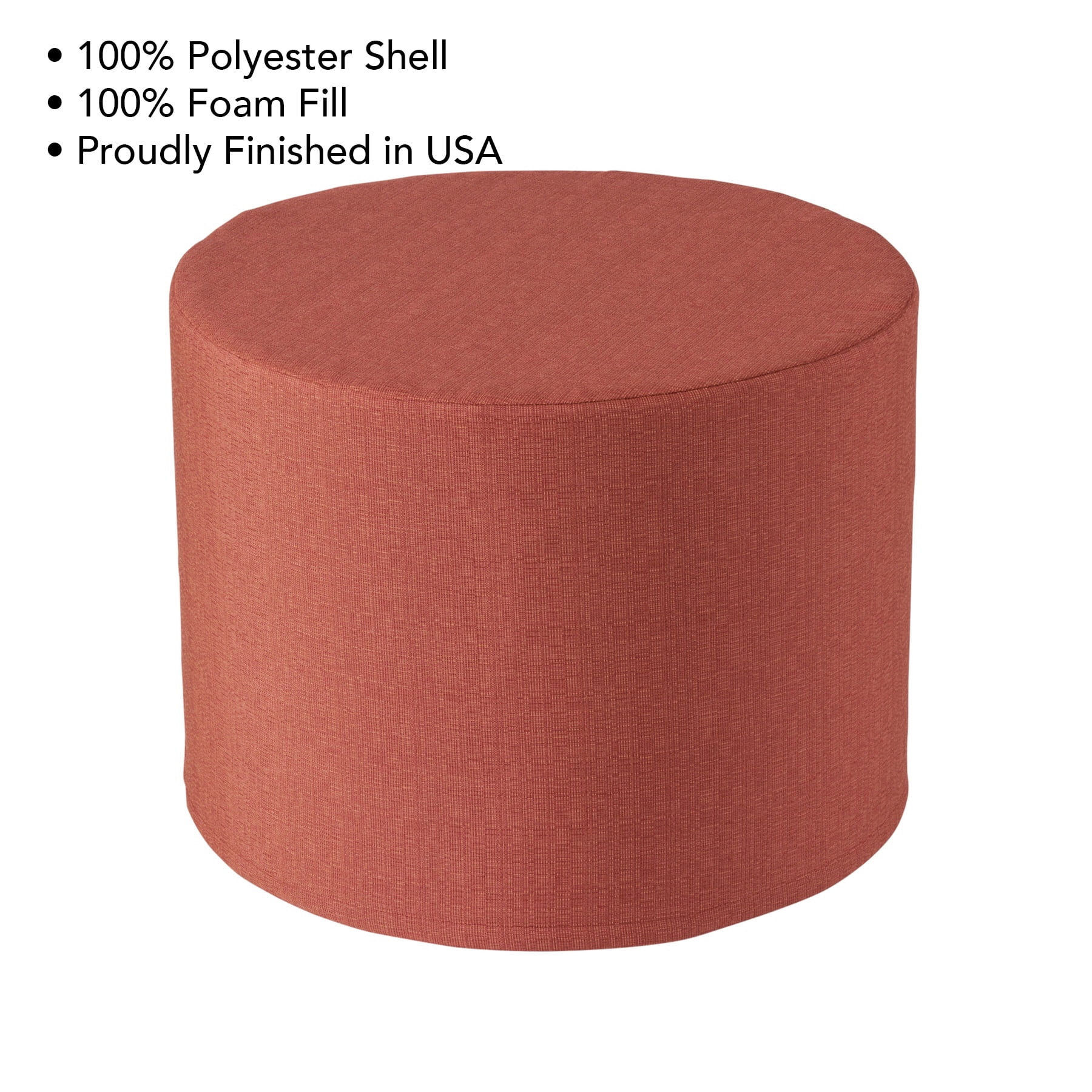 Better Homes & Gardens Round Outdoor Pouf Ottoman, 20 in x 15 in, Terracotta, 1-Piece