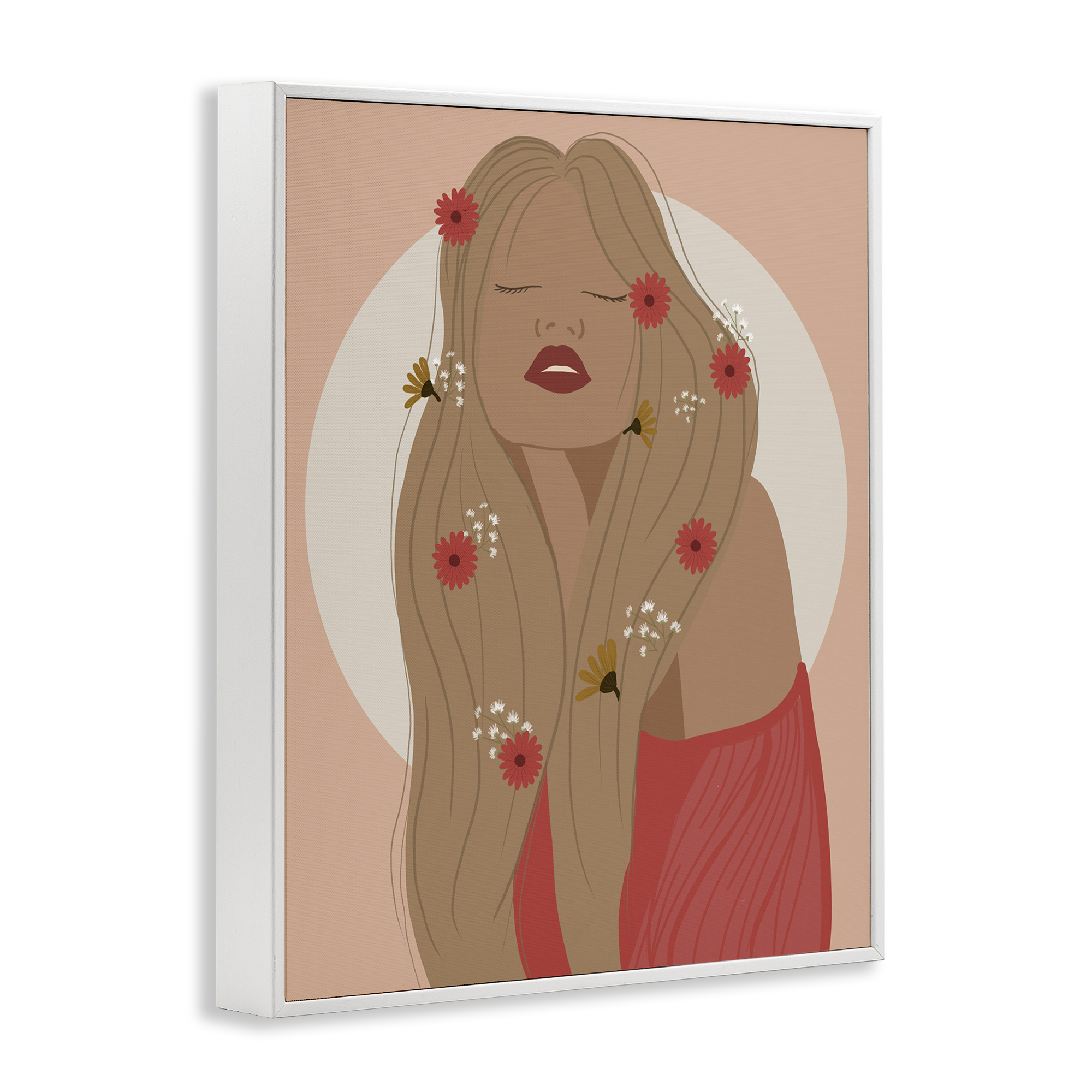 Stupell Industries Hippie Boho Girl Novelty Painting White Framed Art Print Wall Art, 16 x 20