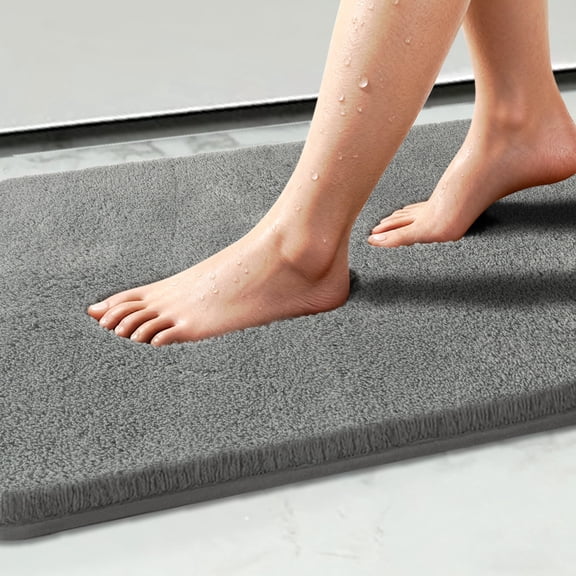 Homieway Bathroom Rug Soft Microfiber Bath Rug, Ultra Absorbent Bath Mats with Non Slip Backing, Machine Washable Plush Bathroom Floor Mat for Shower, Tub, and Home Decor, Gray, 16"×24"