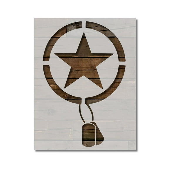 US United States Army with Dog Tags Tag Stencil Template Reusable 8.5 x 11 for Painting on Walls, Wood, Etc. By Stencilville