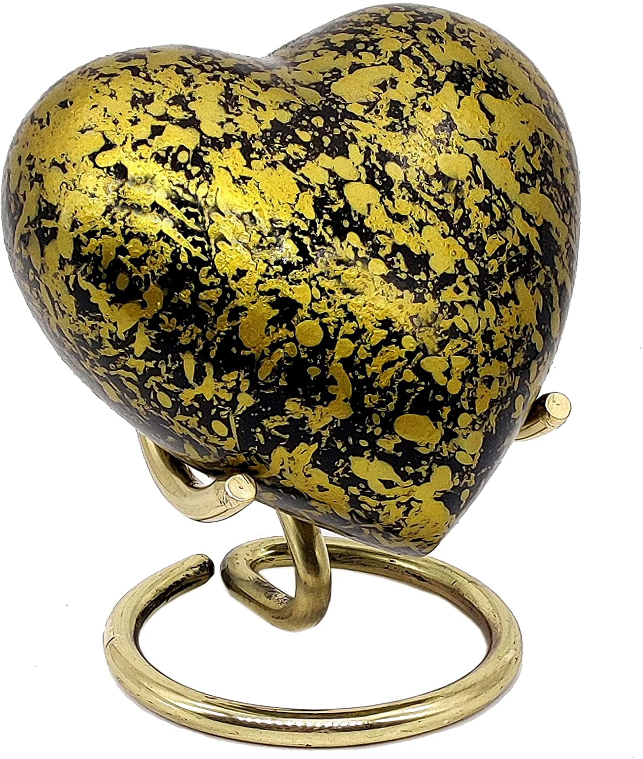 5MOONSUN5's Handcrafted Heart Urn Keepsake Cremation Urn for Human pet Ashes Golden Urn Heart Shaped - Perfect for Adults & Infants Honor Your Loved One. Comes with Brass Stand & Premium Box