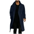 thumbnail image 2 of JXMVOJ Mens Double Breasted Trench Coat Casual Lapel Collar Business Winter Long Overcoats Men Casual Solid Double-breasted Turndown Windbreaker Over The Knee Coat, 2 of 3