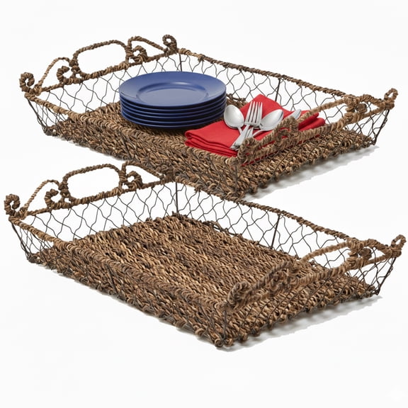 Woodard & Charles 18.5-Inch Serving Tray, 2 Piece Set