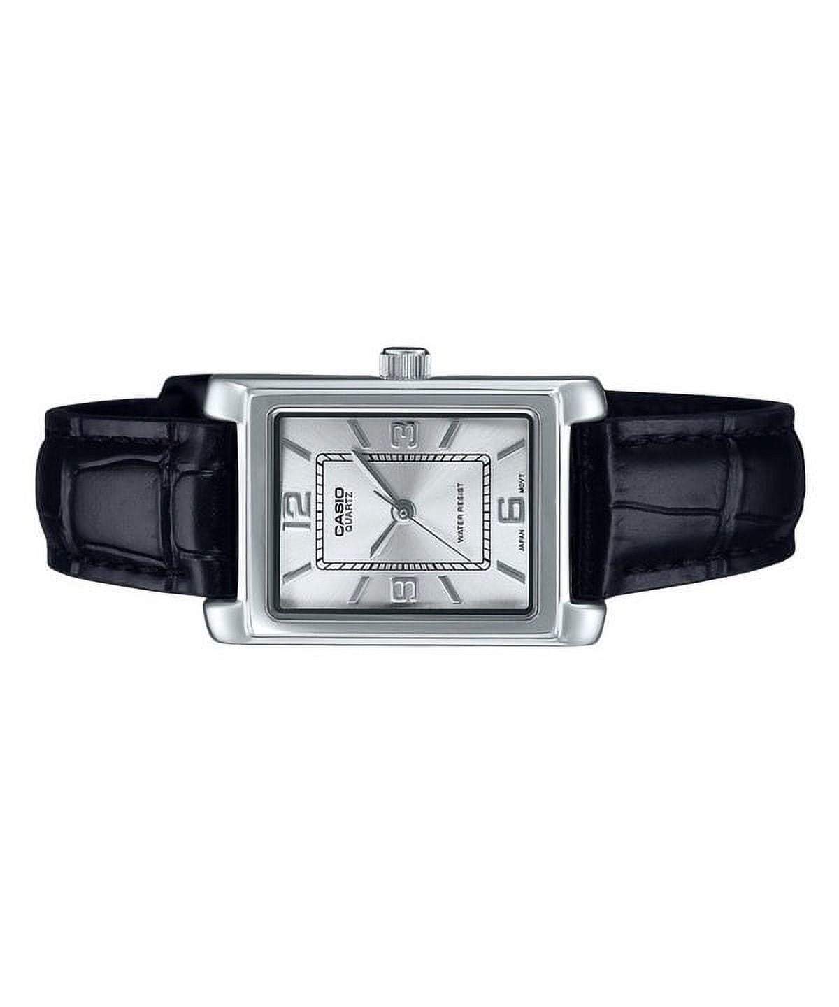 Casio Women's Silver Dial Analog Watch Black Leather Band - LTP-1234LL-7ADF