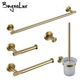 thumbnail image 2 of Bathroom Hardware Accessories Set Brushed Gold Knurled Brass Kit Towel Bar Ring Robe Hook Paper Holder Towel Ring Toilet Brush My Lux Decor Round, 2 of 20