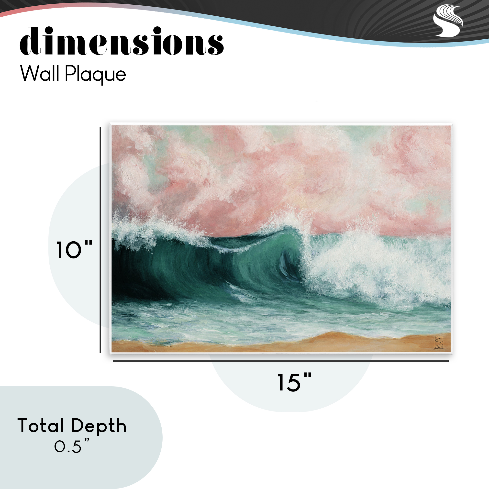 Crashing Seascape Waves Wall Plaque Art, design by Sara Culpepper