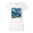 thumbnail image 2 of Wild Bobby, Owl Flying at Nihght In Front of the Moon Animal Lover Womens Slim Fit Junior Tee, White, 2XL, 2 of 3