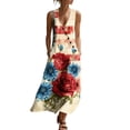thumbnail image 3 of VBVC Women's Floral V-Neck Sleeveless Maxi Dress,Button Detail Loose Flowy Dress For Women,Ladies' Casual Patriotic Summer Sundress with Pockets,Multicolor,S-3XL, 3 of 8