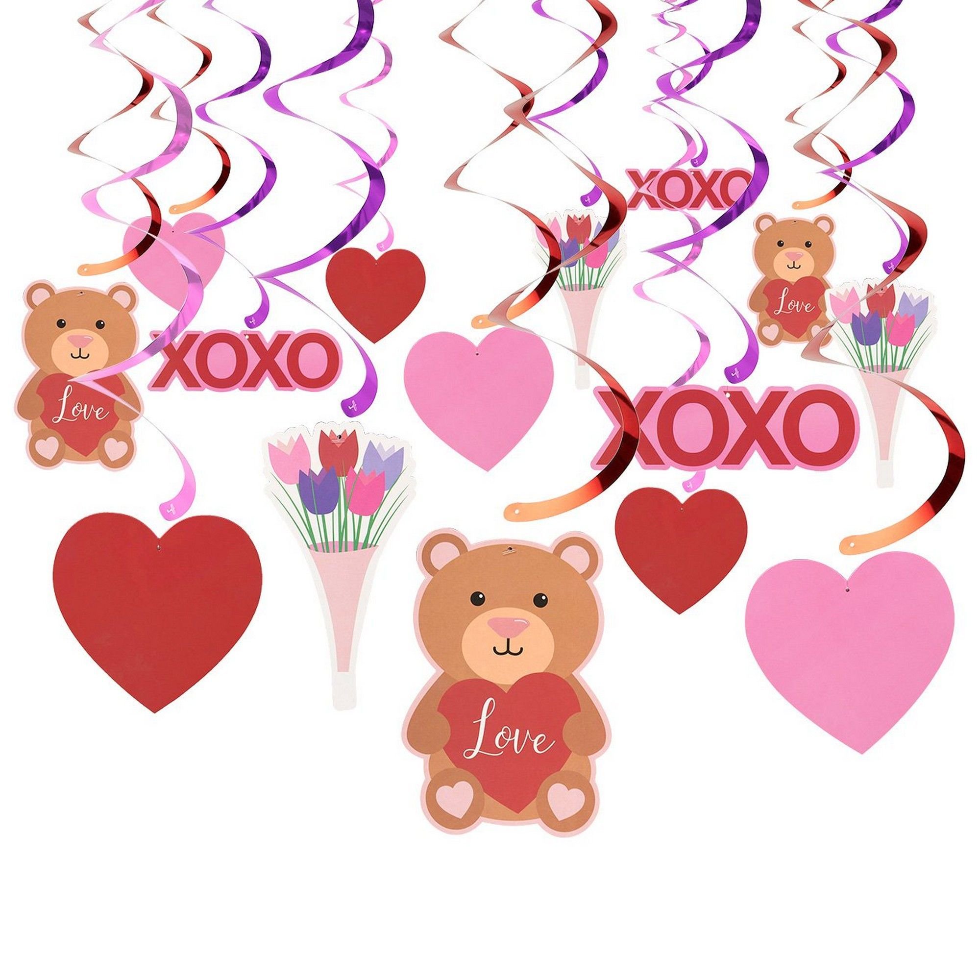 Blue Panda 30 Count Hanging Heart Swirls For Ceiling Decoration