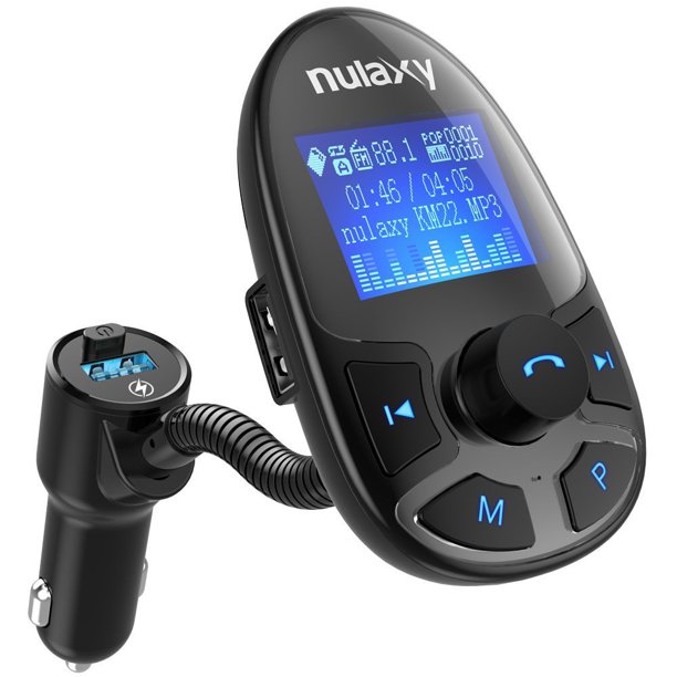 Nulaxy Bluetooth Car Fm Transmitter Audio Adapter Receiver Wireless Handsfree Voltmeter Car Kit 