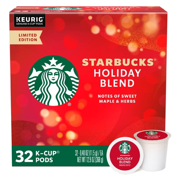 Starbucks Holiday Blend, Medium Roast Keurig Coffee Pods, Limited Edition K-Cups, 32 Holiday Coffee Pods 12.9 oz