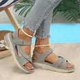 thumbnail image 4 of Rokment Comfortable Ortho Walking Sandals for Women Plantar Fasciitis Beach Summer Casual Leather Buckles Open Toe Memory Foam Non Slip Nursing Work Shoes Grey Size 9.5, 4 of 6
