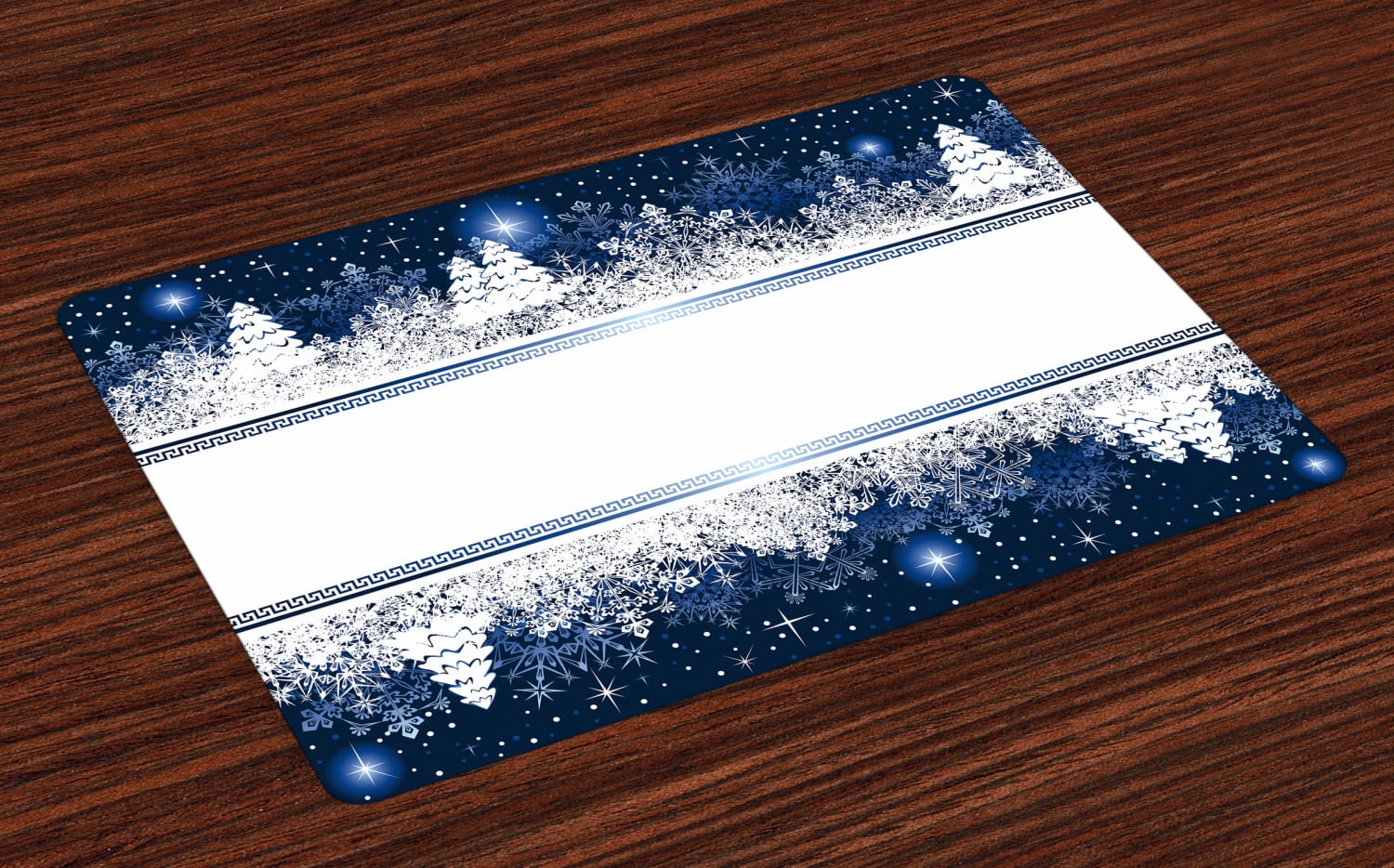 Christmas Placemats Set of 4 Frosty Winter Theme Border Abstract