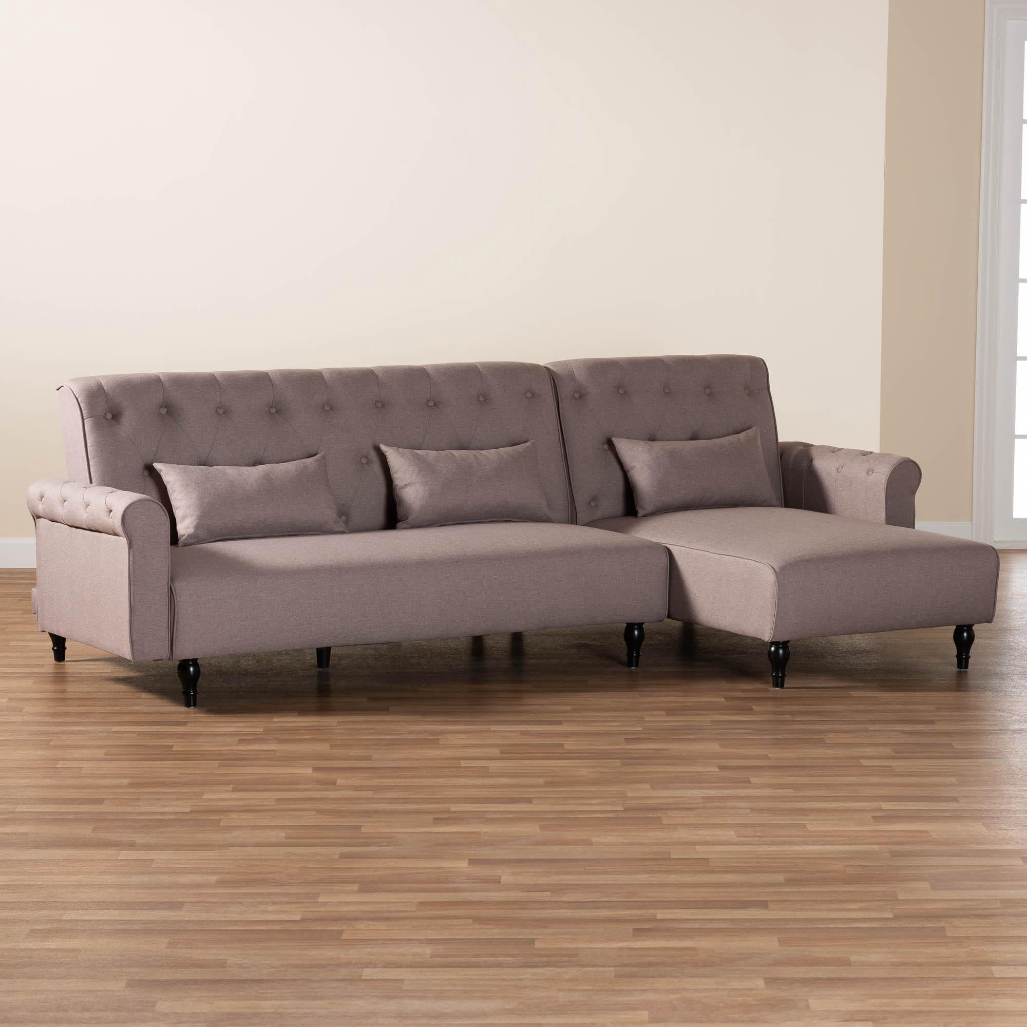 Baxton Studio Chesterfield Retro-Modern Convertible Sleeper Sofa, 104.5" W, Black