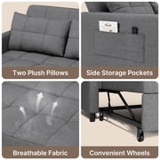 Convertible Sofa Bed, Lofka 3 in 1 Sleeper Sofa for Living Room, Dark Gray