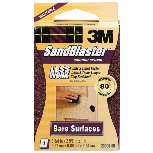 3M 2090880 80 Grit SandBlaster Bare Surface Sanding Sponge Block
