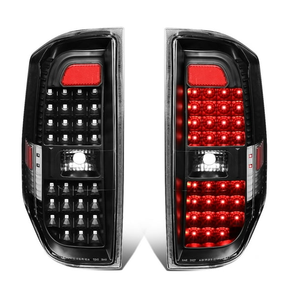 DNA Motoring For 14-21 Toyota Tundra Full LED Black Clear Tail Light Rear Lamps Pair LH RH