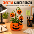 thumbnail image 6 of Crochet Halloween Potted Plant, Handmade Yarn Pumpkin Ghost Decor, 7.87 Inch Spooky Fall Tabletop Decoration for Desk, Shelf, Office, Bedroom and Home, 6 of 8