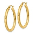 thumbnail image 2 of Real 14kt Yellow Gold Polished 3mm Tube Hoop Earrings; for Adults and Teens; for Women and Men, 2 of 4