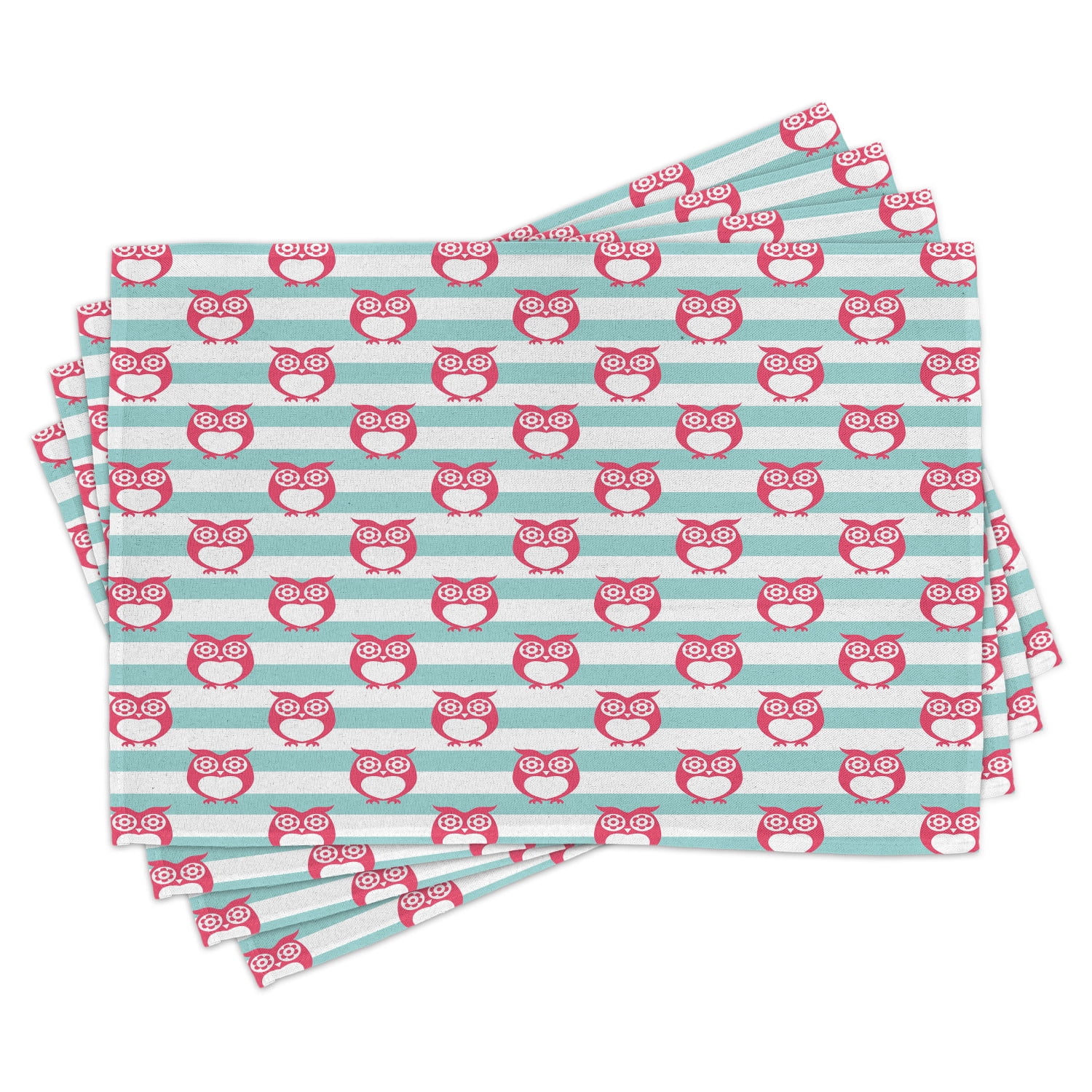 Owl Placemats Set of 4 Large Flower Eyed Owls Pattern Better Positive