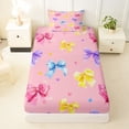 thumbnail image 3 of Manfei Watercolor Rainbow Bow Twin Sheet Sets, Pink Love Heart Bedding for Girls Women, 3-Piece, 3 of 5