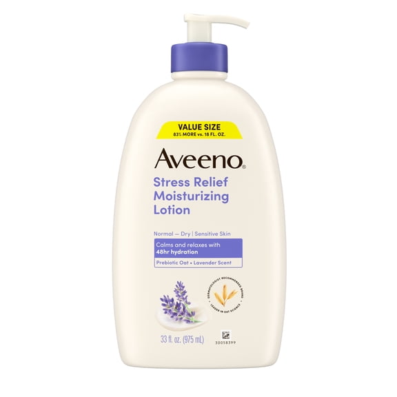 Aveeno Stress Relief Moisturizing Lotion, Lavender Scent, 33 fl. oz