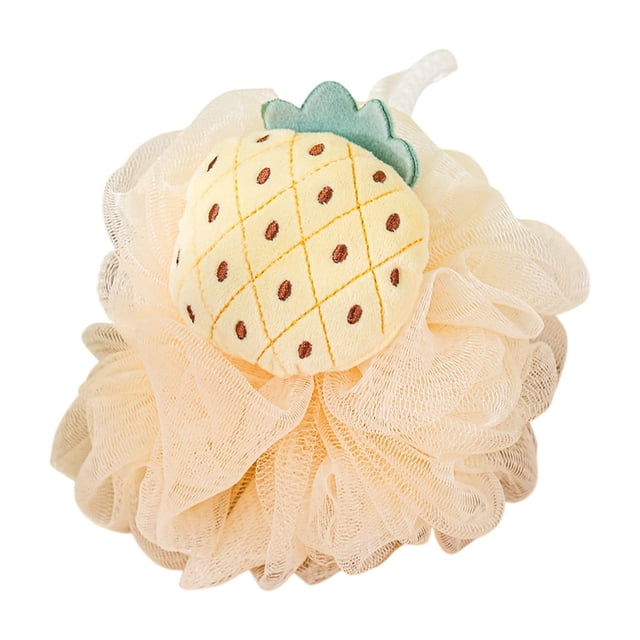 Foaming Bath Ball With Hanging Rope For Bathing And Scrubbing 5.5 in Diameter Three Color Options Beige Orange Red