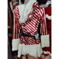 thumbnail image 4 of Recién llegado, vestido de Navidad, disfraz navideño para mujer para adultos, vestidos de piel de terciopelo a rayas, disfraz de Papá Noel con capucha para mujer, 4 of 4