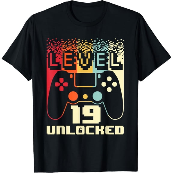 Playful Comfort Tee - 19th Birthday For Men Level 19 Unlocked Gamer 19 Year Old T-Shirt