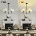 thumbnail image 4 of 5-Light Height Adjustable Pendant Light with Wave Fabric Shades, for Sloped & Flat Ceilings, Modern Chandelier for Kitchen Island, 4 of 11