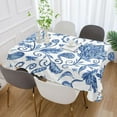 thumbnail image 5 of Blue White Floral Rectangle Tablecloth, Dust Proof Anti Wrinkle Wipeable Table Cloth Tabletop foration of Dinner Kitchen Wedding Holiday Party 60"x120" Decor Gift, 5 of 7