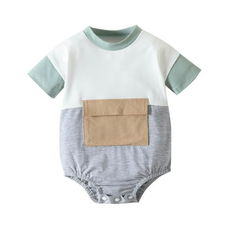 

Stamzod Baby Romper Newborn Boy Oversized Color Block Vintage Onesie Rompers Summer Clothes Cute Outfits 0-24Months