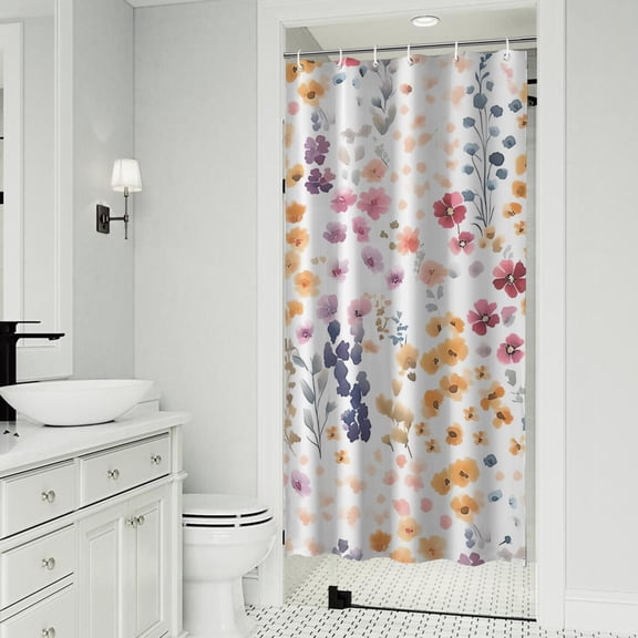 Pioneer Flower Floral Print Pattern Shower Curtain 36"x72" ,Bathroom Decorative Shower Curtains Set with 12 Hooks,Modern Waterproof Washable Shower Curtain
