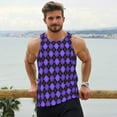 thumbnail image 6 of Picia purple argyle Printed Men’s Performance Tank, Men's Workout Tank Top Moisture-Wicking Tank Top Muscle tee, Breathable Workout Shirt-XX-Large, 6 of 7