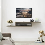 Marabell Home Nova Floating Wall Mounted TV Media Shelf (Stone Grey)