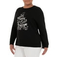 thumbnail image 3 of Holiday Time Women's Plus Size Super Soft Festive Pullover Sweatshirt, 3 of 5