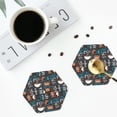 thumbnail image 3 of Bingfone Vintage Coffee Lover Print Leather Drinks Coasters with Set of 6,Suitable for Home Kitchen,Coffee Cup Coasters Home Gift, 3 of 7
