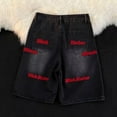 thumbnail image 5 of Mens Jeans Embroidered Casual Versatile Straight Leg Denim Shorts Summer Loose Outdoor Streetwear Mens Jorts Black M, 5 of 5