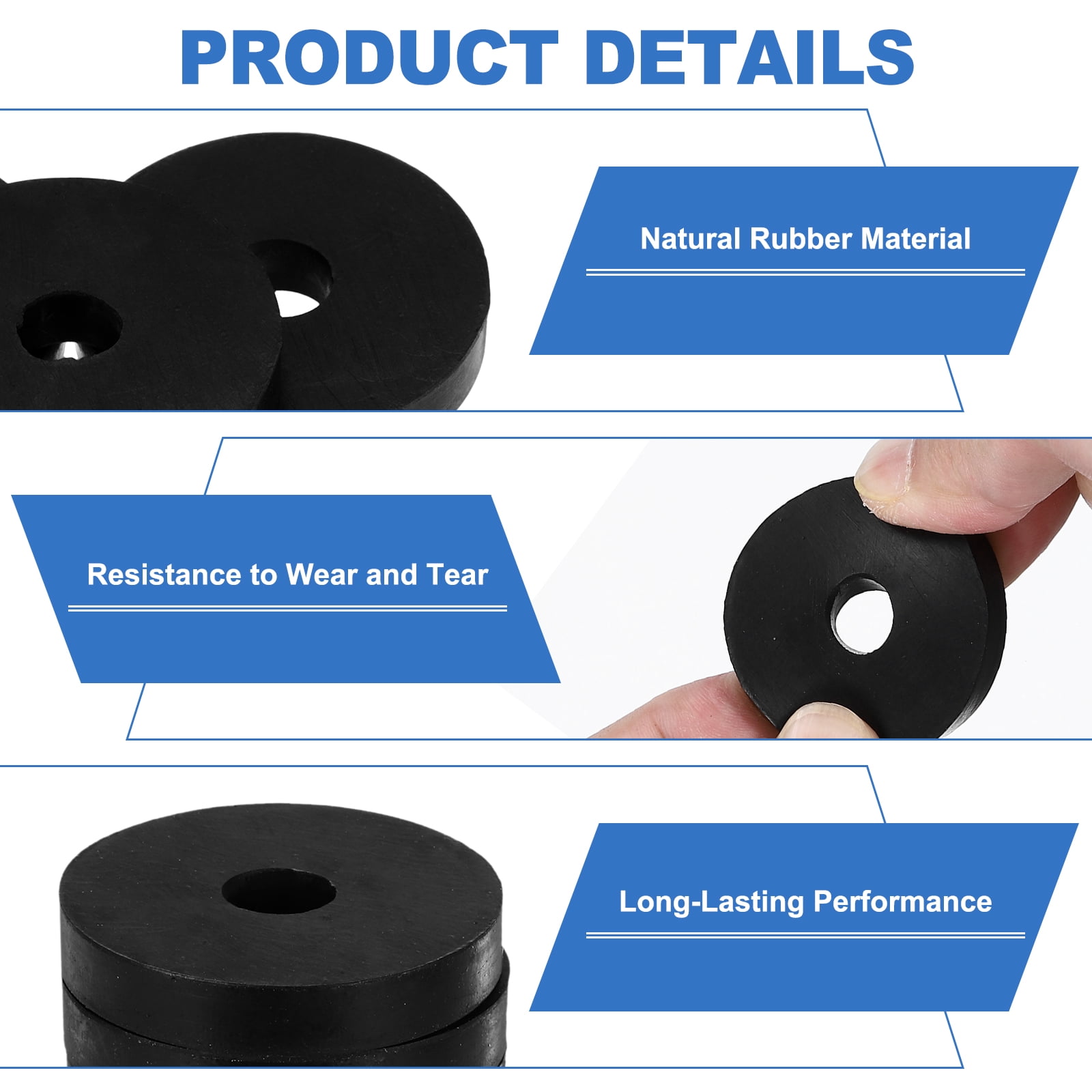 Uxcell 40pcs Rubber Spacers, 1-1/2'' OD x 3/8'' ID x 1/4'' Thickness, Round Anti Vibration Spacer Bushings, Black Flat Rubber Washers, Vibration Damping Pads for Home and Car Accessories