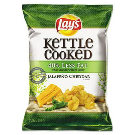Lay's Kettle Cooked 40% Less Fat Jalapeño Cheddar Flavored Potato Chips, 1.375 Ounce (Pack of 64) (B00KRWAVGE)