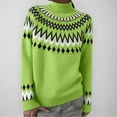 thumbnail image 2 of larppty Women's Fair Isle Sweater Casual Crewneck Long Sleeve Lightweight Vintage Knit Jumper Tops (Green, L), 2 of 8